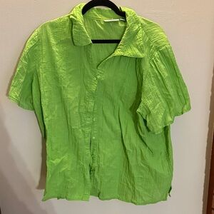 Vibrant Green Women's Casual Button Down Shirt